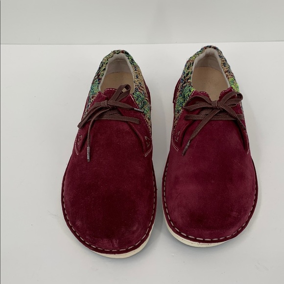 Birkenstock Memphis loafer shoe lace tie burgundy suede leather wine new 42 11 9